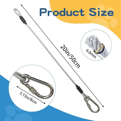Heavy-Duty - Heavy-Duty Metal Cable Lead（1/4inch）,No Tangle Multiple Dog Leashes for Medium and Large Dogs- Heavy Duty Leash Extender for Collars & Harnesses (Transparent,20in/50cm)