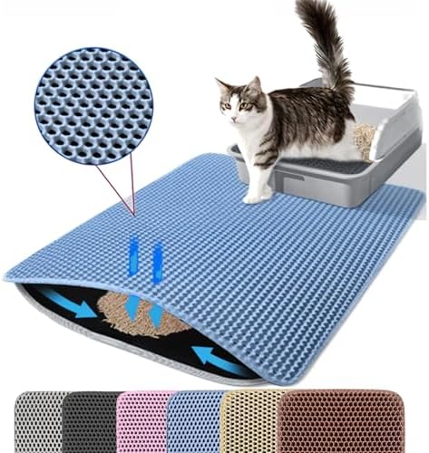 Extra Large Cat Litter Mat, Double Layer Honeycomb Design, Blue by Petinstinct