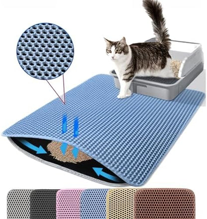 Extra Large Cat Litter Mat, Double Layer Honeycomb Design, Blue by Petinstinct
