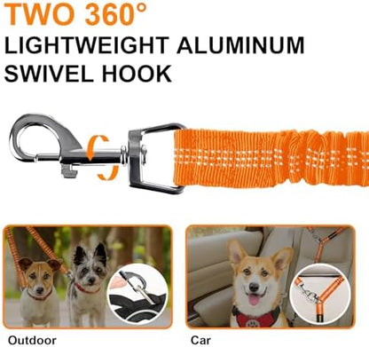 MingXpet 2 Dog Leash, Dog Leash for 2 Dogs, 360° Swivel No Tangle Double Walking Training Leashes for Large Dogs that Pull, Comfortable Shock Absorbing Reflective Bungee, Orange - Image 3