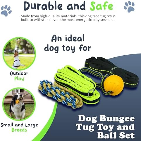 Bungee Tug Toy for Dogs - Outdoor Tree Rope Tether Tug 5 Pack - Spring Pole Dog Toy for Small to Large Breeds - Backyard Flirt Pole Exercise Toy - Image 5