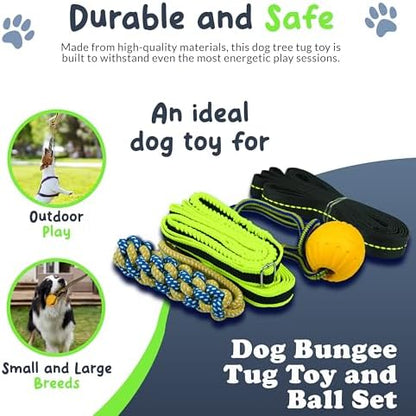Bungee Tug Toy for Dogs - Outdoor Tree Rope Tether Tug 5 Pack - Spring Pole Dog Toy for Small to Large Breeds - Backyard Flirt Pole Exercise Toy - Image 5