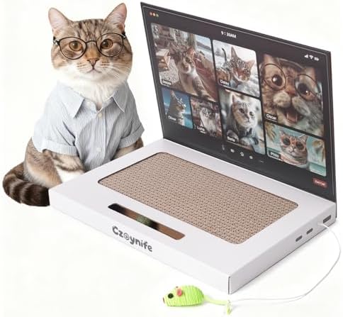 Cat Laptop Scratcher, Cat Scratcher Cardboard, Interactive Toys, Kitten Supplies and Stuff for Indoor Cats by Unknown