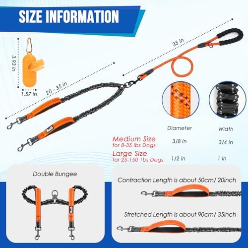 Lukovee Double Dog Leash, Reflective Heavy Duty Lead, No Tangle - Image 6