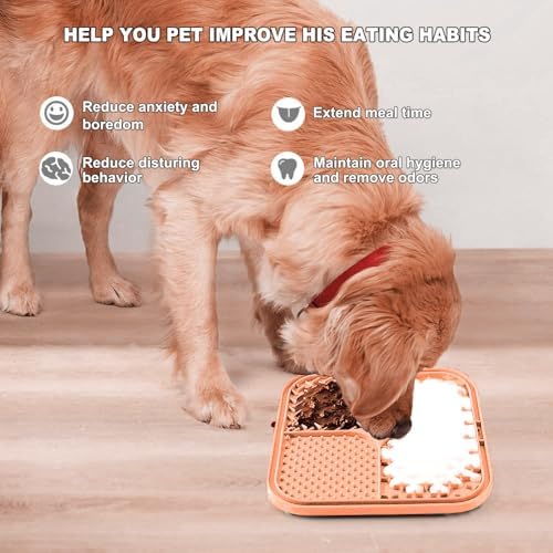 Licking Mat for Dogs & Cats with Suction Cups, 1 Pack Dog Slow Feeder Lick Pat for Anxiety Relief, Dog Toys Feeding Mat for Butter Yogurt Peanut, Pets Bathing Grooming Training Mat - Image 6