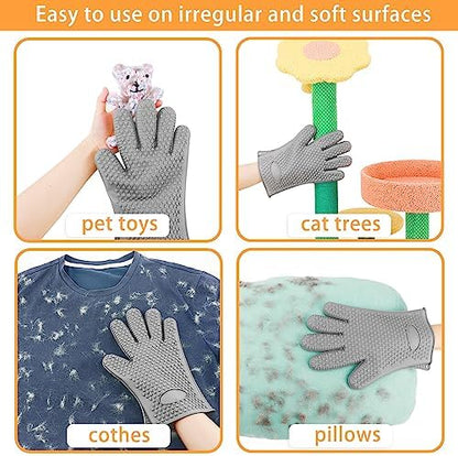 Pet Hair Remover Gloves - Sticker Gloves Clean Pet Hair on Furniture with Ease, Suitable for Soft and Irregular Surfaces. Such as Sofas, Pillows, Mattresses, Cat Trees. (Silicone, Grey(2 PCS) - Image 5