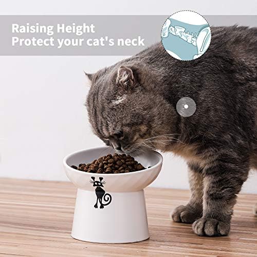 Ceramic Tilted Raised Cat Bowls, Elevated Cat Food and Water Bowl Set - Image 4