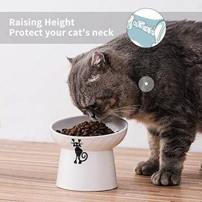 Ceramic Tilted Raised Cat Bowls, Elevated Cat Food and Water Bowl Set - Image 4