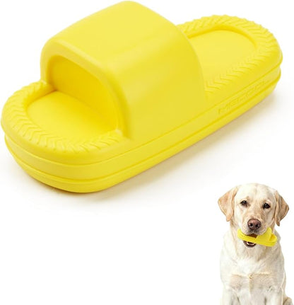 MECOOL Dog Toy Unbreakable Slippers Squeaky Dog Toys for Teehing Chewing Size for Medium and Samll Breeds,Yellow