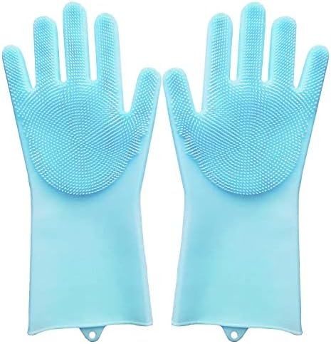 Pet Republique Silicone Bathing Gloves for Dogs, Cats, & Most Animals – Long Sleeve Grooming Glove with Foam Scrubbing Bristles by Pet+Republique