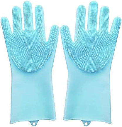 Pet Republique Silicone Bathing Gloves for Dogs, Cats, & Most Animals – Long Sleeve Grooming Glove with Foam Scrubbing Bristles by Pet+Republique
