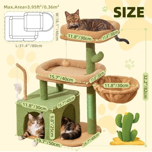 Taoqimiao 32.2in Cat Tree with Toy, Small Cat Tower for Indoor Cats, MS043T - Image 6