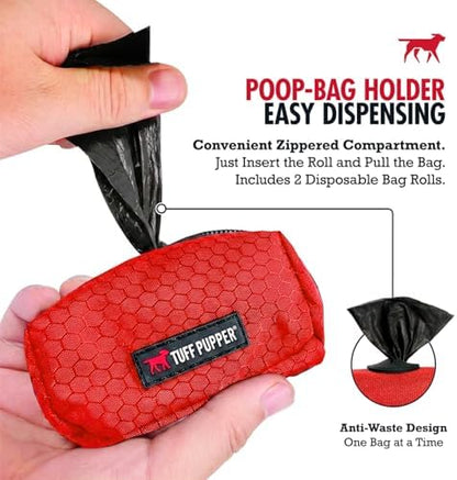 Tuff Pupper Dog Poop Bag Holder | Works with Any Dog Leash | Zippered Waste Bag Dispenser | Waterproof with Rust-Proof Clip | Convenient Lightweight Design | Includes 2 Rolls of Leak-Proof Bags - Image 3