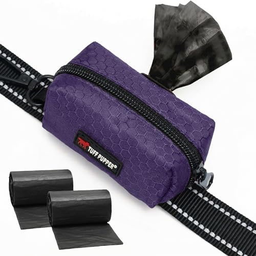 Tuff Pupper Dog Poop Bag Holder | Works with Any Dog Leash | Zippered Waste Bag Dispenser | Waterproof with Rust-Proof Clip | Convenient Lightweight Design | Includes 2 Rolls of Leak-Proof Bags by TuffPupper