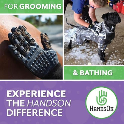 H HANDSON Pet Grooming Gloves - Patented #1 Ranked, Award Winning Shedding, Bathing, & Hair Remover Gloves - Gentle Brush for Cats, Dogs, and Horses (Grey, Large) - Image 6