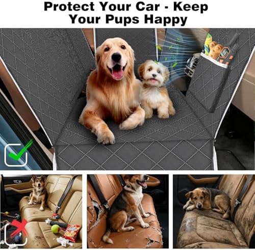 PetJoy Dog Car Seat Cover – 600D Heavy Duty Waterproof & Scratch-Resistant, Non-Slip Rear Seat Protector for Dogs, Fits SUVs, Trucks, Cars - Image 2