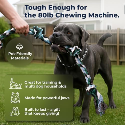 Pacific Pups Products Giant Dog Rope Toy, 42 Inch Tug of War Rope, Green - Image 4