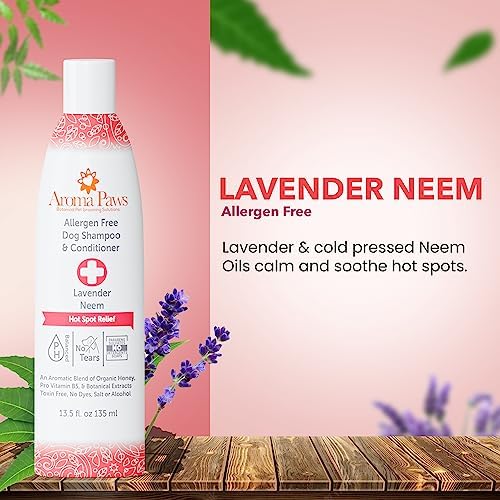 Dog Shampoo and Conditioner - Tearless Shampoo for Cleansing, Grooming, and Conditioning - Hot Spot Treatment Shampoo for Dogs and Puppies - Lavender and Neem 13.5 oz - Image 4
