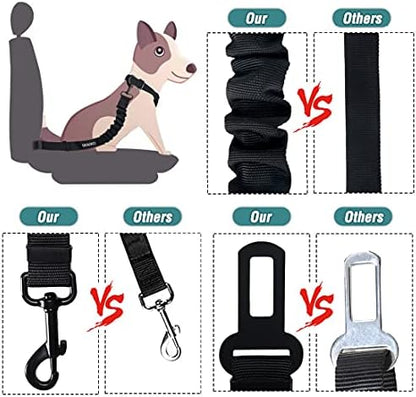 COOYOO Dog Seat Belt,3 Piece Set Retractable Dog Car Harness Adjustable for Vehicle Nylon Pet Safety Heavy Duty & Elastic - Image 4