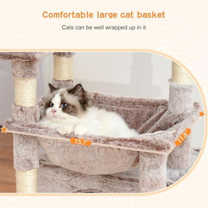 Heybly Cat Tree, Kitten Tower with Large Soft Cat Basket HCT008SMU - Image 4