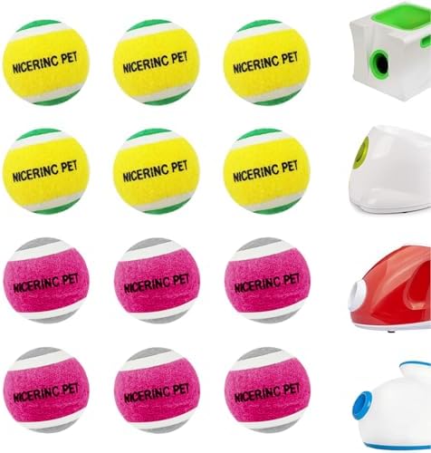 HOCTRAKA, NICERINC PET X-Small Dog Tennis Balls Dog Toys Ball 1.5" Pack of 12, Fit Ball Launchers by NICERINCPET