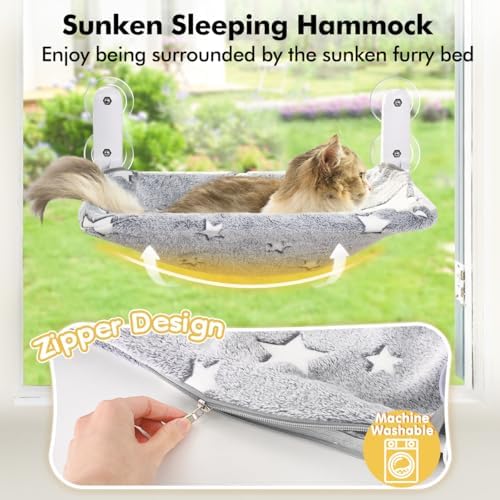 Zoratoo Glow in the Dark Cat Window Perch, Foldable Cordless Pet Hammock, M - Image 2