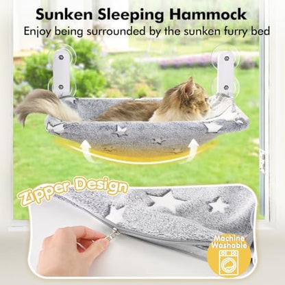 Zoratoo Glow in the Dark Cat Window Perch, Foldable Cordless Pet Hammock, M - Image 2