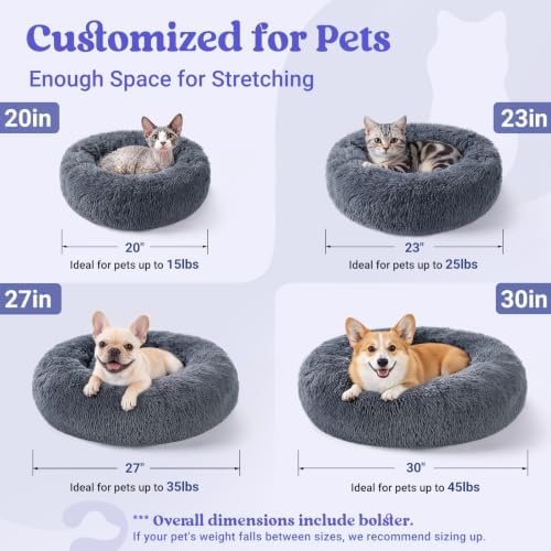 rabbitgoo Calming Cat Beds for Indoor Cats, 23 inches, Dark Grey - Image 5