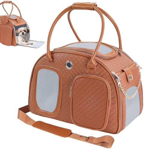 Dog Purse Carrier for Small Dogs, Airline Approved Pet Carrier Purse with Mesh Windows, Soft-Sided Travel Bag for 5–9 lbs Puppy & Cats, Lightweight Tote for Travel & Daily Outings by GLOBLYTE