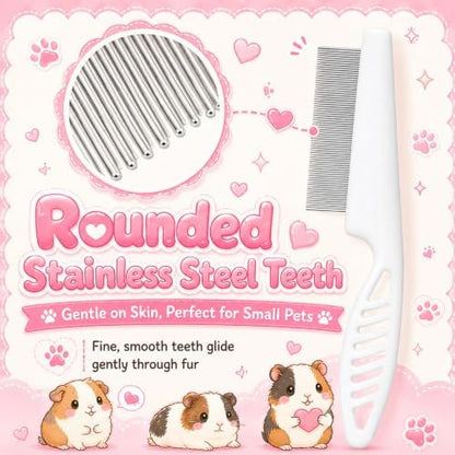 Guinea Pig Brush Kit Hamster Cleaning Grooming Comb with Nail Clipper Trimmer, Nail Files - Professional Small Animal Grooming Tool for Rabbit, Bunny, Puppy, Kitten, Ferret - Image 4