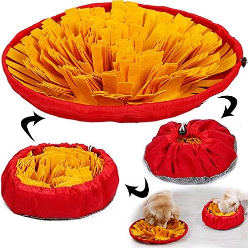AWOOF Pet Snuffle Mat for Dogs, Interactive Feed Game for Boredom, Encourages Natural Foraging Skills for Cats Dogs Bowl Travel Use, Dog Treat Dispenser Indoor Outdoor Stress Relief (Yellow) by AWOOF