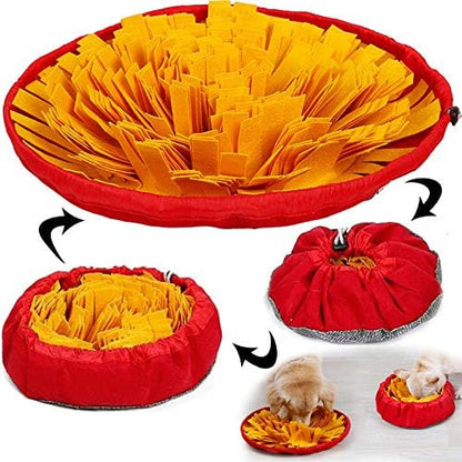 AWOOF Pet Snuffle Mat for Dogs, Interactive Feed Game for Boredom, Encourages Natural Foraging Skills for Cats Dogs Bowl Travel Use, Dog Treat Dispenser Indoor Outdoor Stress Relief (Yellow) by AWOOF