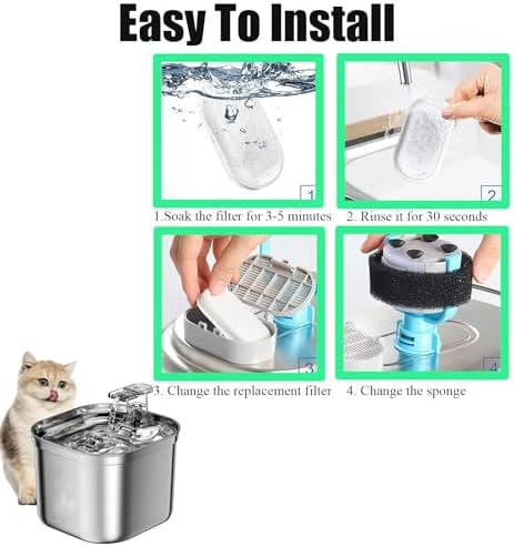 TuTuYa 20Pcs Cat Water Fountain Filter, for 108oz/3.2L&67oz/2L Pet Fountain - Image 7