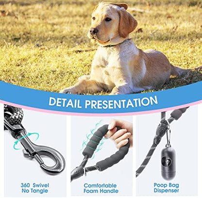 BAAPET 2/4/5/6 FT Dog Leash with Comfortable Padded Handle and Highly Reflective Threads for Small Medium and Large Dogs (4FT-1/2'', Black) - Image 3