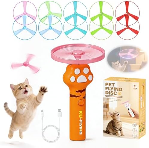 Cat Toy Disc Launcher,Rechargeable Interactive Cat Fetch Toy with 10 Discs by Unknown