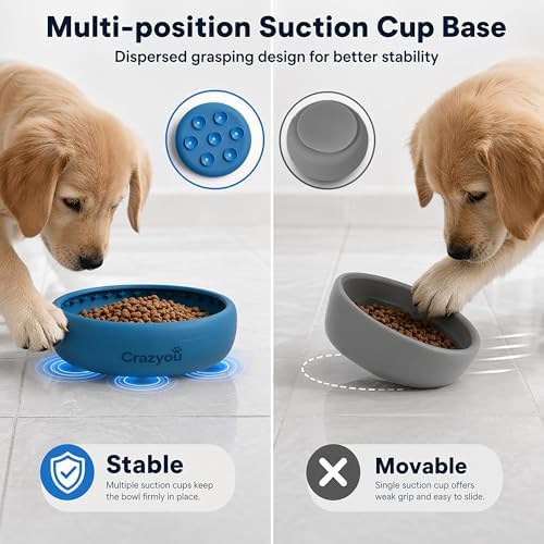 Dog Lick Bowl with Bone Chew Toy, Silicone Slow Feeder Lick Mat (Blue, L) - Image 6