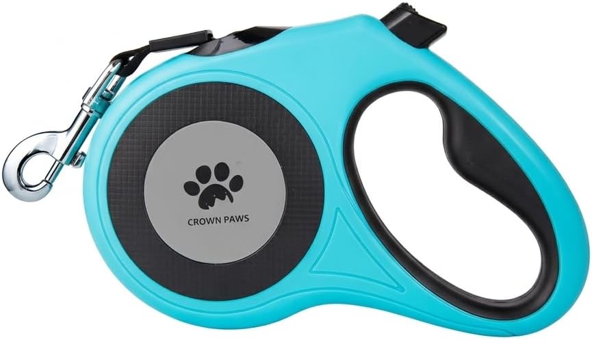 16 ft Retractable Dog Leash for Extra Large Dogs up to 130 lbs,Tangle-Free Nylon Tape,Blue Dan24 XL by CROWN+PAWS