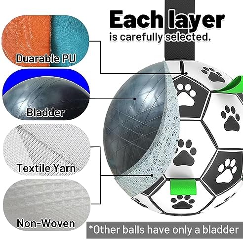 Amasiver Dog Soccer Ball Toys, 8'' World Cup Dog Soccer Ball with Straps, Dogs Birthday Gifts, Water Toy, Herding Ball, Durable Balls for Large Medium Pet, Outdoor Dog Toy (8 Inch-Large) - Image 2