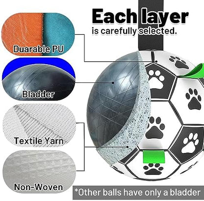 Amasiver Dog Soccer Ball Toys, 8'' World Cup Dog Soccer Ball with Straps, Dogs Birthday Gifts, Water Toy, Herding Ball, Durable Balls for Large Medium Pet, Outdoor Dog Toy (8 Inch-Large) - Image 2