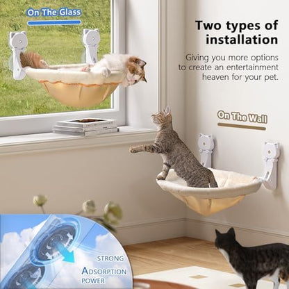 JUNSPOW Cat Window Perch Cordless, Foldable & Stable Cat Beds- Breathable Cat Window Hammock for Overlooking, Sunbathing and Climbing - Maximum Hold Up to 40lb - Image 3