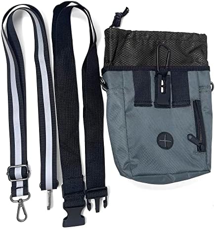 Jalousie Dog Training Pouch with Training Clicker and Water Bowl - 5 Ways to Wear - Carry Toys, Treats for Positive Reinforcement - Built-in Poop Bag Dispenser (Grey) - Image 2