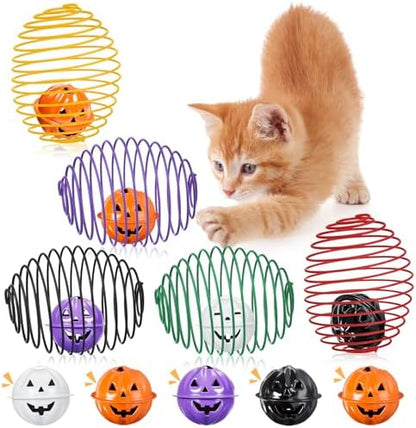 Jecery 5 Pcs Cat Toys Spring,Bell,Halloween Colors by Jecery