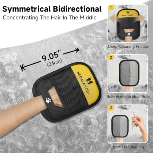 Pet Hair Remover Gloves Brush for Dogs & Cats,Electrostatic Reusable Pet Hair Remover Tool for Laundry,Clothing,Couch,Carpet,Car Seat,Upgraded Animal Fur Removal Tool (Yellow, Type 2) - Image 5