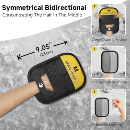 Pet Hair Remover Gloves Brush for Dogs & Cats,Electrostatic Reusable Pet Hair Remover Tool for Laundry,Clothing,Couch,Carpet,Car Seat,Upgraded Animal Fur Removal Tool (Yellow, Type 2) - Image 5