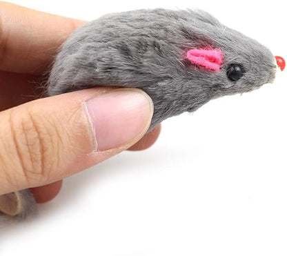 Real Fur Mice Rattle 12 Pack, Cat Toys Rainbow Mice Rabbit Feather for Cats and Kittens