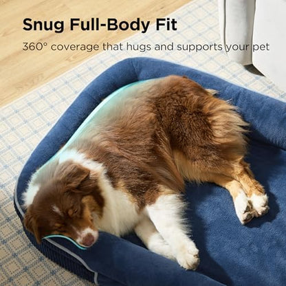 Bedsure XL 360°Oval Bolster Orthopedic Dog Beds Large Sized Dog,42" Blue - Image 3