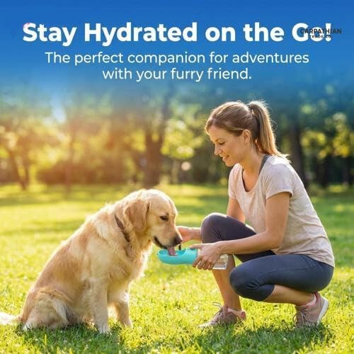 Dog Water Bottle for Walking, Portable Pet Water Dispenser, Leak-Proof Travel Bottle for Dogs and Cats – Blue, 10 oz by CarpathianTradeCo
