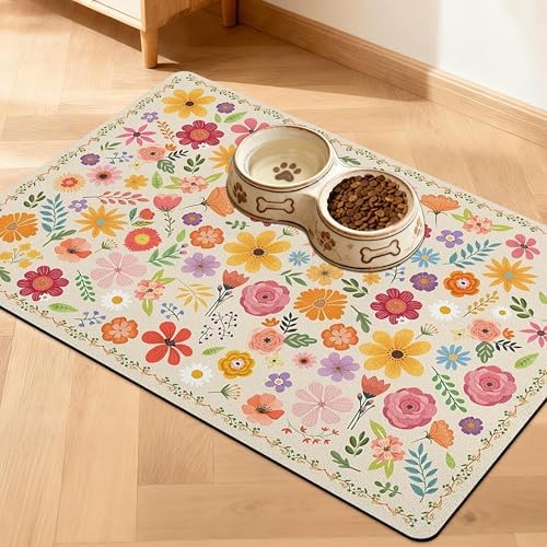 Pet Feeding Mat for Floors Waterproof Dog Mat for Food and Water Absorbent Quick Dry Non Slip mat for Cat Bowls by Unknown