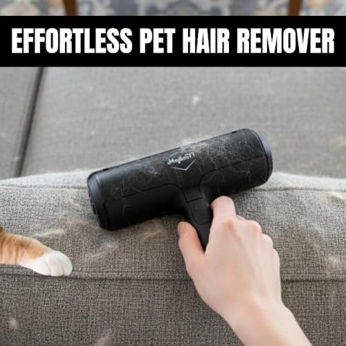 Pet Hair Remover Roller Reusable Lint Roller for Dog & Cat Hair – Fur Remover for Couch, Furniture, Carpet, Car Seats & Clothes – Portable Manual Pet Hair Cleaning Brush (Black) - Image 2