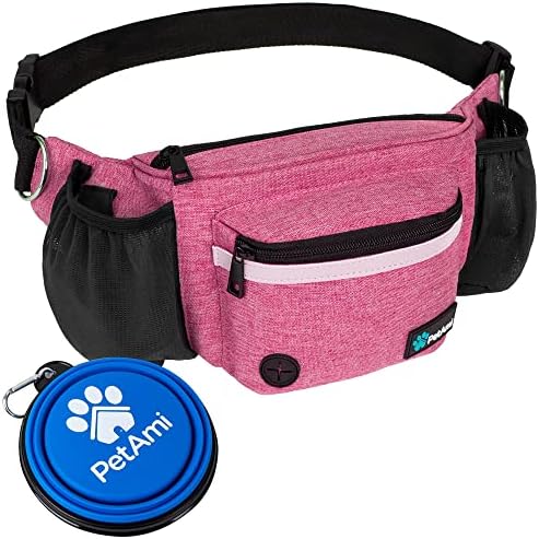 PetAmi Dog Fanny Pack, Treat Pouch for Dog Walking Training, Pink by PetAmi